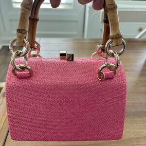 Women Serpui Cross-Body Bags | Little Church Pink Bun Straw Tote Bag